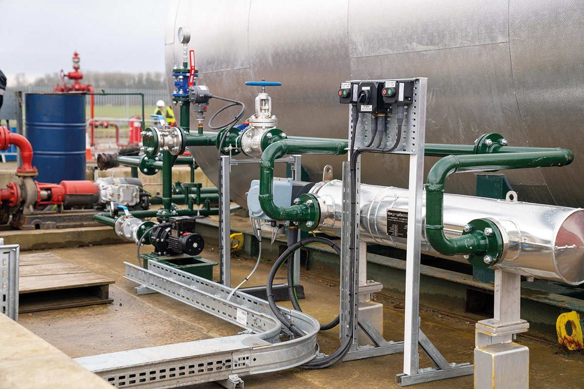 Gas processing pipework and equipment, shown for illustration